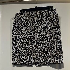 Jones New York Black and Brown Animal Print Mini Skirt